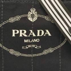 Pre Owned Prada Black Canvas Small Canapa Tote