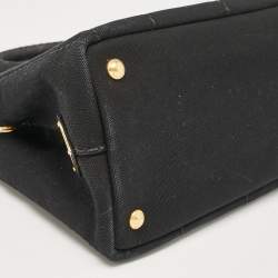 Pre Owned Prada Black Canvas Small Canapa Tote