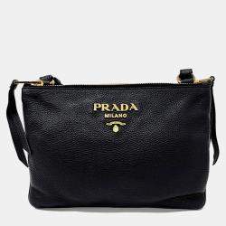 Prada Black Leather Vitello Phoenix Crossbody Bag