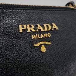 Prada Black Leather Vitello Phoenix Crossbody Bag