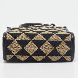 Pre Owned Prada Black/Cream Jacquard Fabric Symbole Embroidered Mini Tote