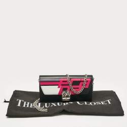 Prada Black/Pink Leather Elektra Wallet On Chain