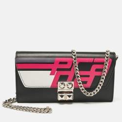 Prada Black/Pink Leather Elektra Wallet On Chain