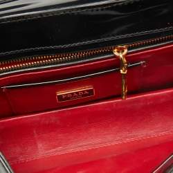Pre Owned Prada Black Patent Leather Chain Flap Shoulder Bag