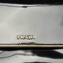 Pre Owned Prada Black Patent Leather Chain Flap Shoulder Bag