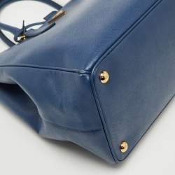 Pre Owned Prada Blue Saffiano Lux Leather Large Double Zip Tote
