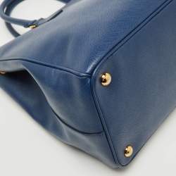 Pre Owned Prada Blue Saffiano Lux Leather Large Double Zip Tote