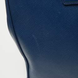 Pre Owned Prada Blue Saffiano Lux Leather Large Double Zip Tote