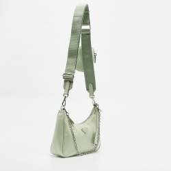 Pre Owned Prada Light Green Nylon Re-Edition 2005 Shoulder Bag