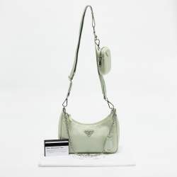 Pre Owned Prada Light Green Nylon Re-Edition 2005 Shoulder Bag