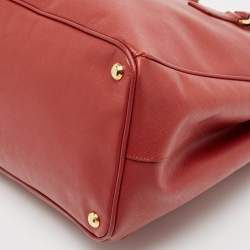 Pre Owned Prada Red Saffiano Lux Leather Large Galleria Open Tote