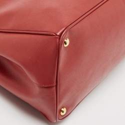 Pre Owned Prada Red Saffiano Lux Leather Large Galleria Open Tote