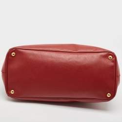 Pre Owned Prada Red Saffiano Lux Leather Large Galleria Open Tote