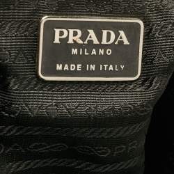 Pre Owned Prada Black Leather and Nylon Double Pocket Backpack