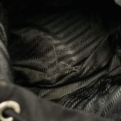 Pre Owned Prada Black Leather and Nylon Double Pocket Backpack