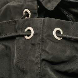 Pre Owned Prada Black Leather and Nylon Double Pocket Backpack