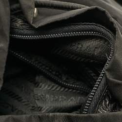 Pre Owned Prada Black Leather and Nylon Double Pocket Backpack