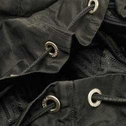 Pre Owned Prada Black Leather and Nylon Double Pocket Backpack