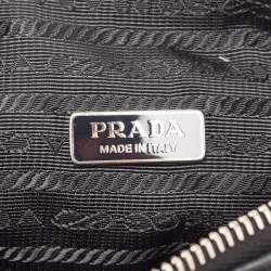 Pre Owned Prada Black Leather Triangle Logo Shoulder Bag