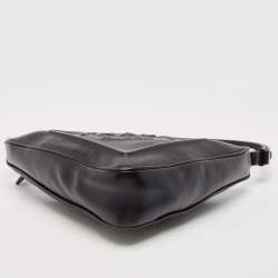 Pre Owned Prada Black Leather Triangle Logo Shoulder Bag
