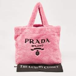 Prada Pink Terry Cloth Logo Tote
