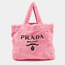 Prada Pink Terry Cloth Logo Tote