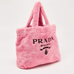 Prada Pink Terry Cloth Logo Tote
