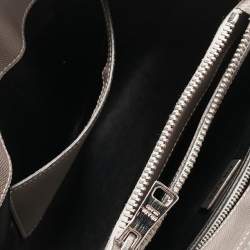 Pre Owned Prada Grey Saffiano Cuir Leather Turnlock Twin Tote