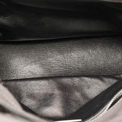 Pre Owned Prada Grey Saffiano Cuir Leather Turnlock Twin Tote
