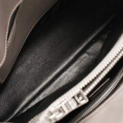 Pre Owned Prada Grey Saffiano Cuir Leather Turnlock Twin Tote