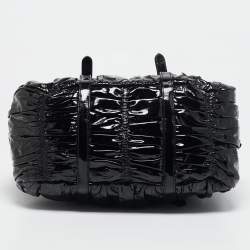 Pre Owned Prada Black Patent Leather Gaufre Tote