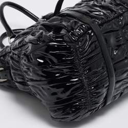 Pre Owned Prada Black Patent Leather Gaufre Tote