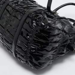 Pre Owned Prada Black Patent Leather Gaufre Tote