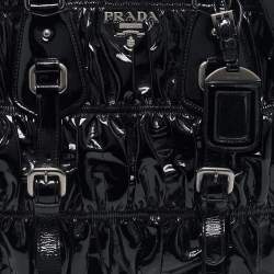 Pre Owned Prada Black Patent Leather Gaufre Tote