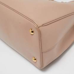 Pre Owned Prada Beige Saffiano Lux Leather Small Middle Zip Tote