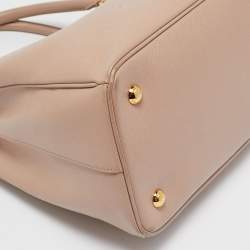 Pre Owned Prada Beige Saffiano Lux Leather Small Middle Zip Tote