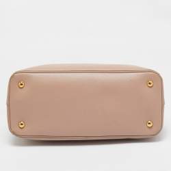 Pre Owned Prada Beige Saffiano Lux Leather Small Middle Zip Tote