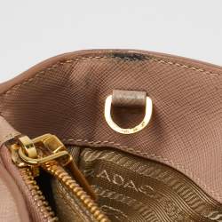 Pre Owned Prada Beige Saffiano Lux Leather Small Middle Zip Tote