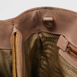 Pre Owned Prada Beige Saffiano Lux Leather Small Middle Zip Tote
