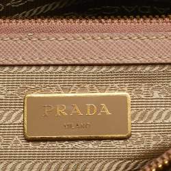 Pre Owned Prada Beige Saffiano Lux Leather Small Middle Zip Tote