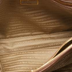 Pre Owned Prada Beige Saffiano Lux Leather Small Middle Zip Tote