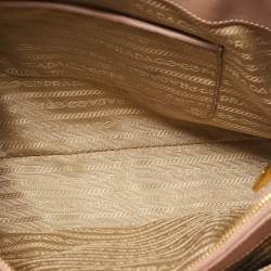 Pre Owned Prada Beige Saffiano Lux Leather Small Middle Zip Tote