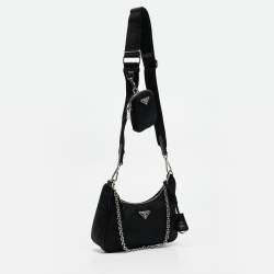 Prada Black Nylon and Leather Re-Edition 2005 Shoulder Bag