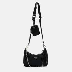 Prada Black Nylon and Leather Re-Edition 2005 Shoulder Bag