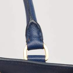Pre Owned Prada Navy Blue Saffiano Lux Leather Large Gardener's Tote