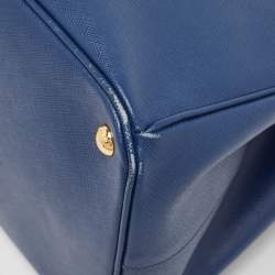 Pre Owned Prada Navy Blue Saffiano Lux Leather Large Gardener's Tote