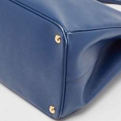 Pre Owned Prada Navy Blue Saffiano Lux Leather Large Gardener's Tote