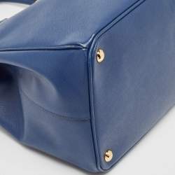 Pre Owned Prada Navy Blue Saffiano Lux Leather Large Gardener's Tote