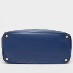 Pre Owned Prada Navy Blue Saffiano Lux Leather Large Gardener's Tote