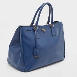 Pre Owned Prada Navy Blue Saffiano Lux Leather Large Gardener's Tote